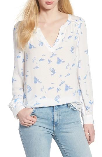 Women's Hinge Print Popover Blouse, Size - Ivory