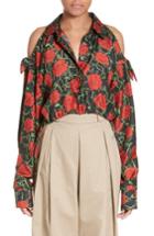 Women's Alexander Wang Print Silk Cold Shoulder Top
