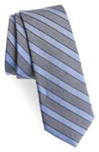 Men's Calibrate Stripe Silk Blend Skinny Tie, Size - Blue