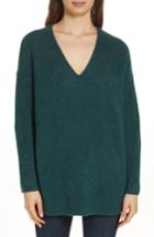 Women's Eileen Fisher Elongated Cashmere Blend Sweater, Size - Green