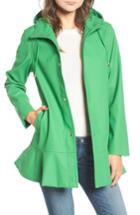 Women's Kate Spade New York Hooded Peplum Rain Coat - Green