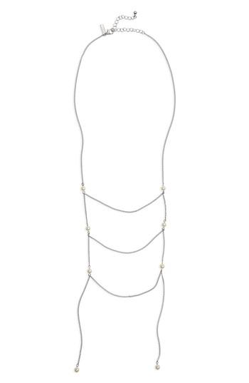 Women's Topshop Imitation Pearl Ladder Necklace