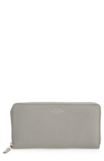 Women's Smythson Large Panama Zip Around Wallet - Grey