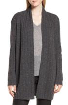 Women's Nordstrom Signature Marl Cashmere Ribbed Open Cardigan - Grey