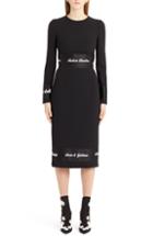 Women's Dolce & Gabbana Lace Trim Ruched Silk Blend Dress Us / 38 It - Black