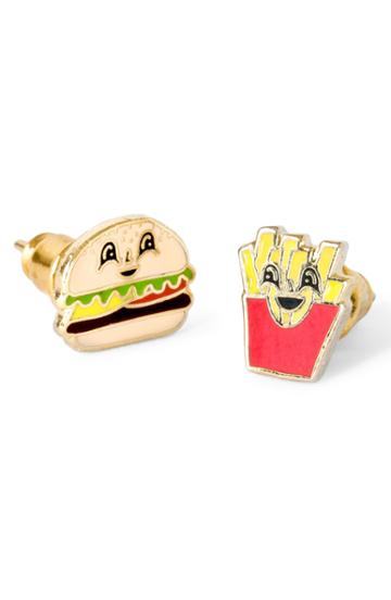 Women's Yellow Owl Workshop Mismatched Burger & Fries Stud Earrings