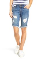 Women's Kut From The Kloth Distressed Frayed Hem Denim Bermuda Shorts