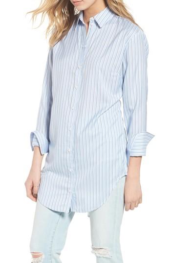 Women's Treasure & Bond Pleat Back Shirtdress, Size - Blue