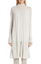 Women's Lafayette 148 New York Sheer Longline Cardigan - Beige