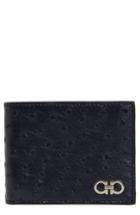 Men's Salvatore Ferragamo Ostrich Leather Billfold - Blue