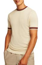Men's Topman Tipping Classic Fit Short Sleeve Sweater - Ivory