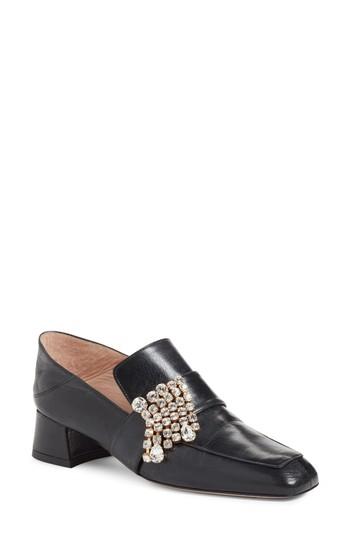 Women's Stuart Weitzman Irises Embellished Loafer Pump M - Black