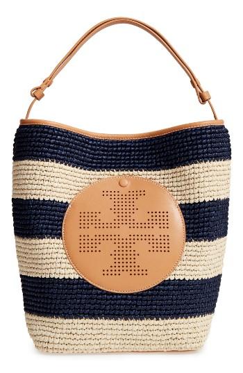 Tory Burch Perforated Logo Straw Hobo -