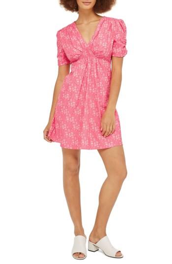 Women's Topshop Liberty Print Skater Tea Dress Us (fits Like 0-2) - Pink