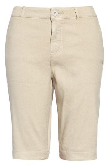 Petite Women's Nydj Stretch Linen Blend Bermuda Shorts P - Beige