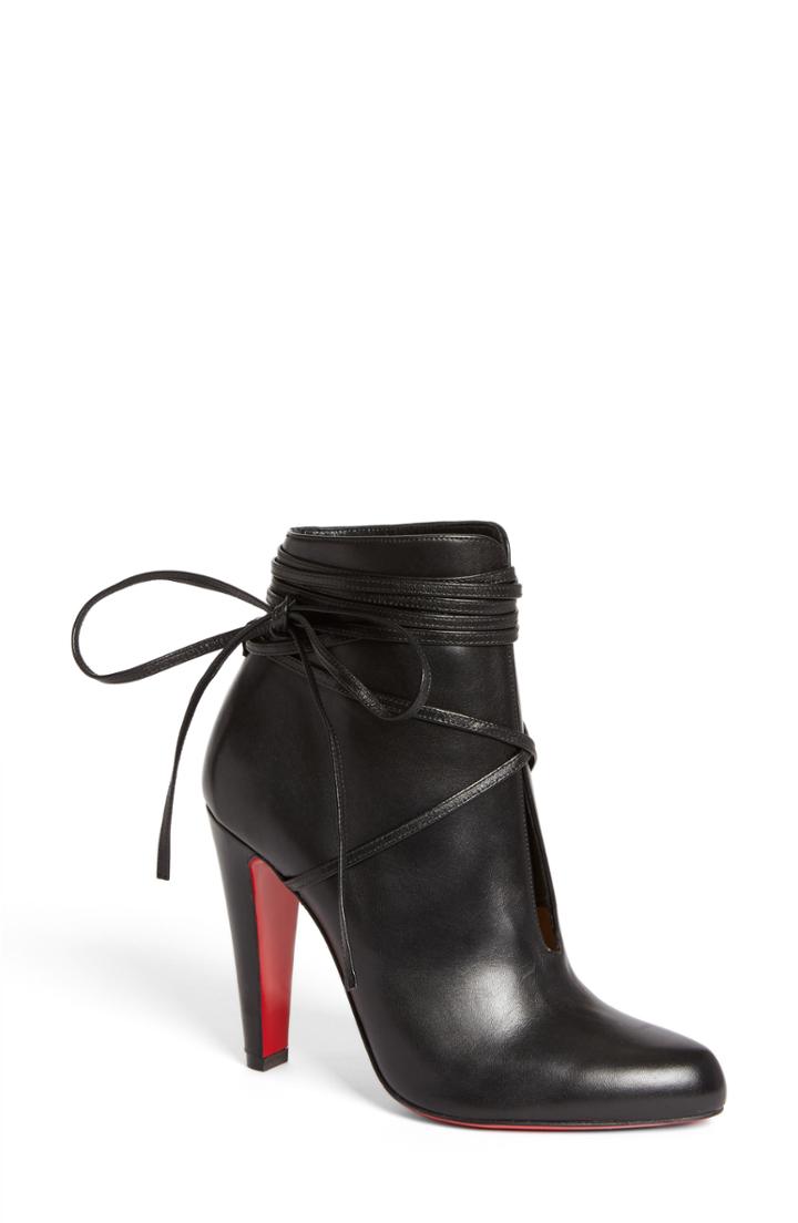 Women's Christian Louboutin Ankle Tie Bootie Us / 41eu - Black