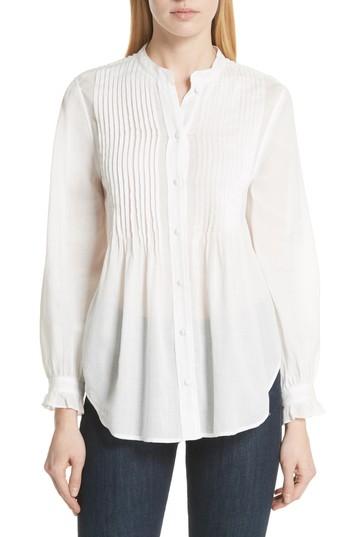 Women's Joie Vonzel Pintuck Cotton Top, Size - White