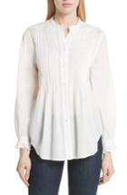 Women's Joie Vonzel Pintuck Cotton Top, Size - White