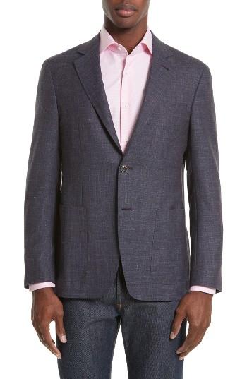 Men's Canali Kei Classic Fit Wool Blend Blazer R Eu - Purple