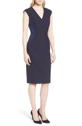 Women's Boss Dalana Patchwork Sheath Dress R - Blue