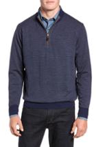 Men's Peter Millar Needle Stripe Quarter Zip Sweater - Blue