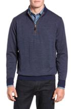 Men's Peter Millar Needle Stripe Quarter Zip Sweater - Blue
