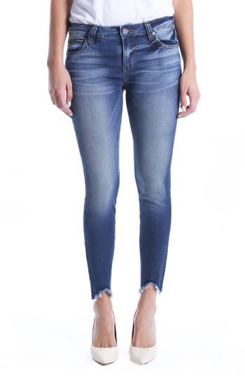 Women's Kut From The Kloth Connie Ankle Skinny Frayed Hem Jeans X - Blue