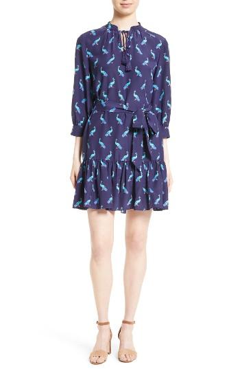 Women's Kate Spade New York Peacock Silk Flounce Hem Dress