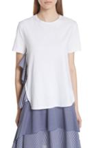 Women's Opening Ceremony Mixed Media Side Ruffle Tee - White