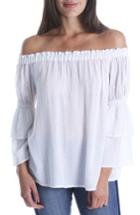 Women's Kut From The Kloth Kaylan Off The Shoulder Ruffle Sleeve Top - White
