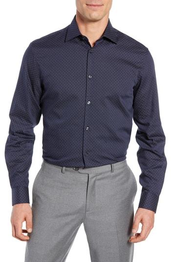 Men's John Varvatos Star Usa Regular Fit Print Sport Shirt .5l - Blue