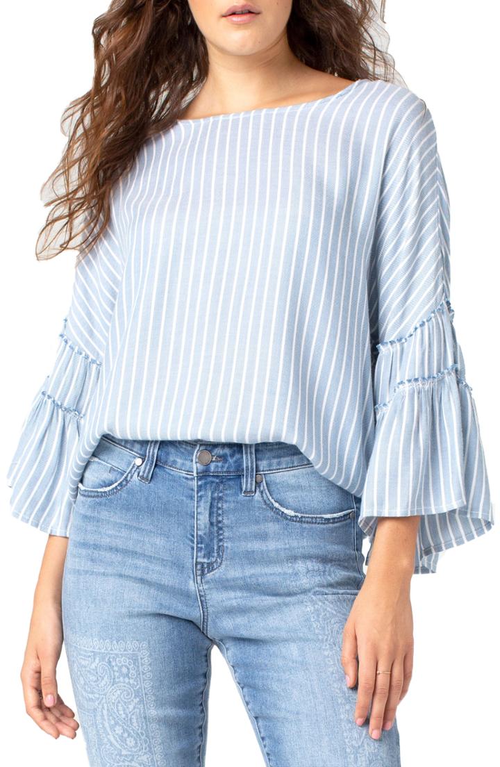 Women's Liverpool Ruffle Sleeve Top - Blue