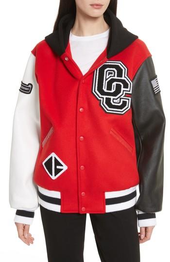 Women's Opening Ceremony Hooded Varsity Jacket - Red