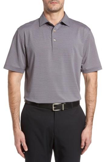 Men's Peter Millar Stripe Polo, Size - Grey