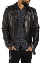 Men's The Kooples Leather Moto Jacket - Black