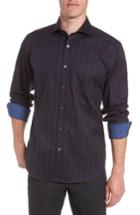 Men's Bugatchi Classic Fit Woven Sport Shirt, Size - Blue