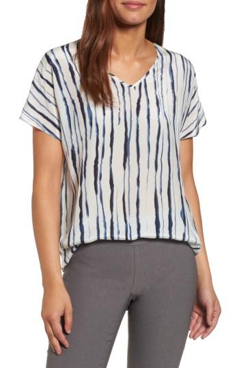 Women's Nic+zoe Fluid Ink Silk-blend Tee - Blue