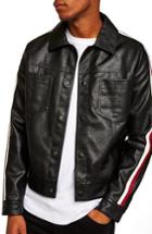 Men's Topman Faux Leather Western Jacket - Black