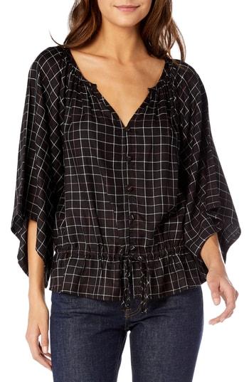 Women's Michael Starsplaid Tie Waist Blouse - Black