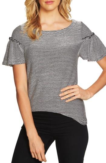 Women's Cece Flare Sleeve Stripe Rib Knit Top - Black