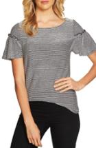 Women's Cece Flare Sleeve Stripe Rib Knit Top - Black
