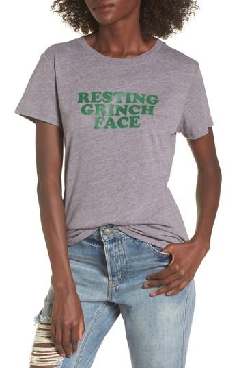 Women's Sub Urban Riot Resting Grinch Face Tee - Grey