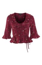 Women's Topshop Phoebe Frilly Blouse Us (fits Like 2-4) - Burgundy