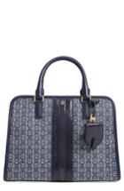 Tory Burch Gemini Link Jacquard Snake Satchel With Genuine Snakeskin Trim - Blue