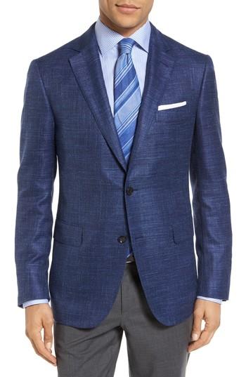 Men's Pal Zileri Plaid Wool Blend Blazer S Eu - Blue