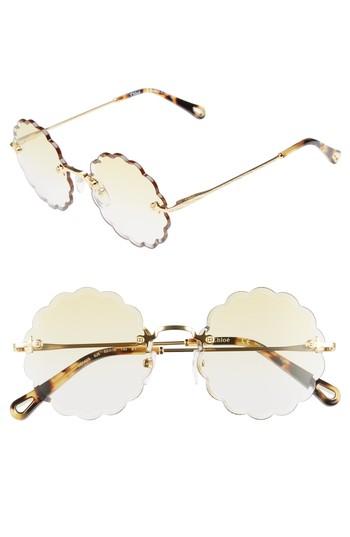 Women's Chloe Rosie 60mm Scalloped Rimless Sunglasses - Gold/ Gradient Yellow