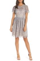 Women's Eliza J Lace Fit & Flare Dress (similar To 14w) - Grey