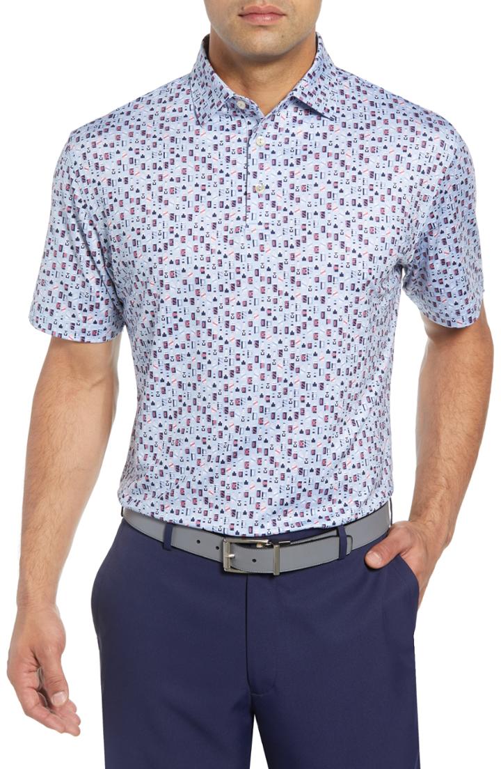 Men's Peter Millar Crown Sport Rowan Brewers Print Performance Jersey Polo, Size - Blue