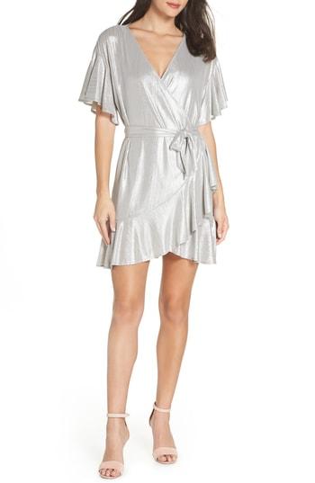 Women's Bb Dakota Metallic Ruffle Wrap Dress - Metallic