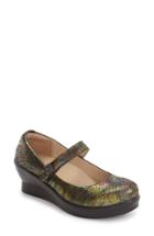 Women's Alegria 'flare' Mary Jane Wedge .5 M - Green